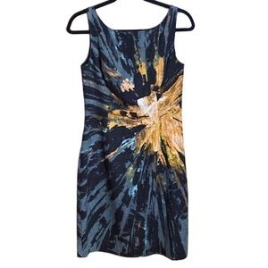 Beth Bowley Anthropologie V-Neck cotton abstract Floral Cocktail Dress sz 6